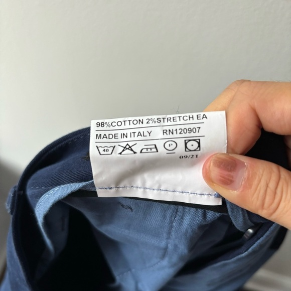 SANTORELLI  Luigi Stretch Pants - Blue‎ Sz 42x34  5 pocket Flat front - Picture 10 of 10